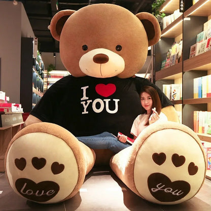 100cm Plush Toy Teddy Bear Giant  T Shirt Soft Stuffed Animals Pillow Dolls Grilfriend Kids Wife Birthday Valentines Day Decor